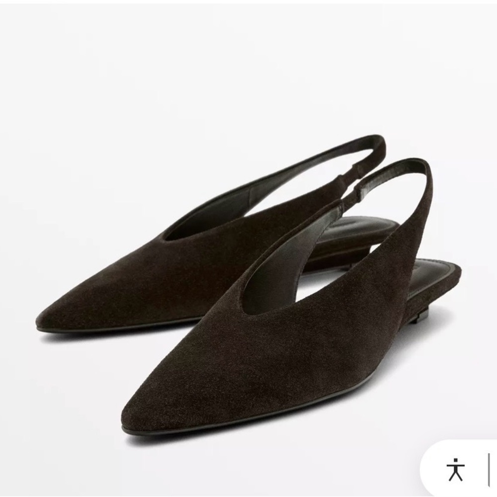 Massimo Dutti Dark Brown Suede Slingback Shoes -new season - NWT